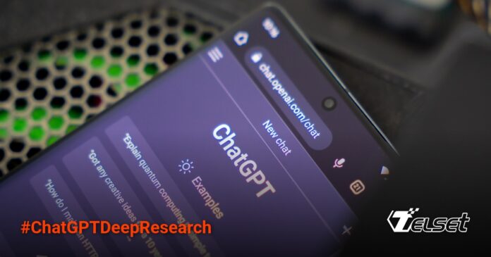 Antarmuka ChatGPT dengan fitur Deep Research aktif
