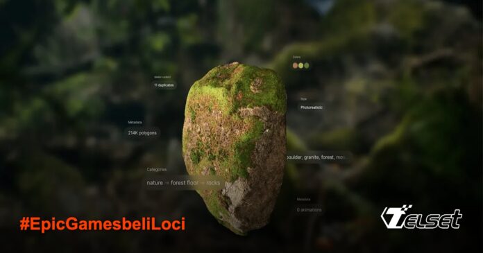 Ilustrasi teknologi AI Loci untuk tagging otomatis aset 3D di Unreal Engine