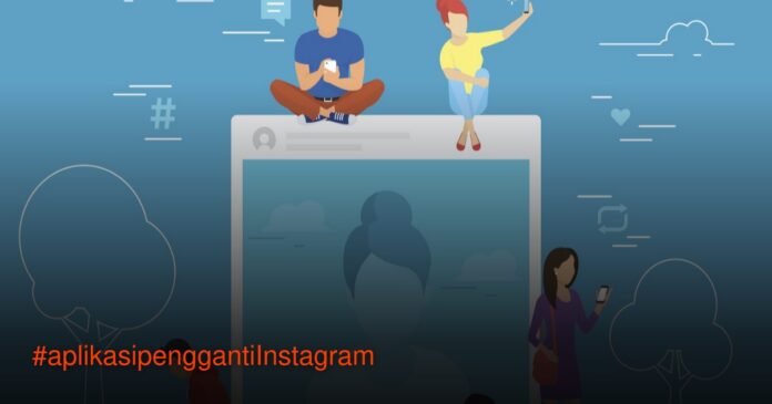 Ilustrasi smartphone dengan berbagai aplikasi sosial media pengganti Instagram
