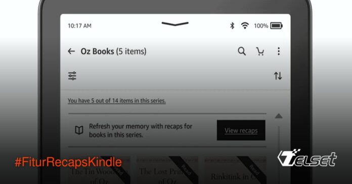 Fitur Baru Kindle: AI Bantu Anda Ingat Alur Cerita Buku Ilustrasi fitur Recaps di perangkat Kindle dengan tampilan ringkasan alur cerita buku