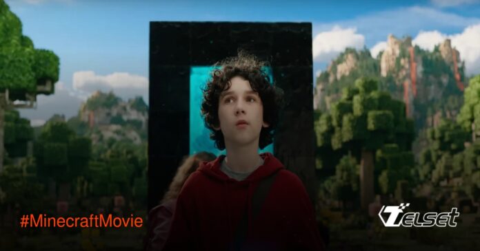 Minecraft Movie Pecahkan Rekor Box Office, Kalahkan Super Mario Bros! Poster resmi Minecraft Movie menampilkan karakter utama dan dunia blok ikonik