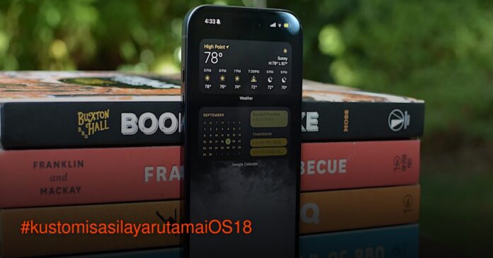 Cara Kustomisasi Layar Utama iPhone di iOS 18 untuk Tampilan Lebih Personal Ilustrasi layar utama iPhone dengan widget dan aplikasi yang diatur rapi di iOS 18