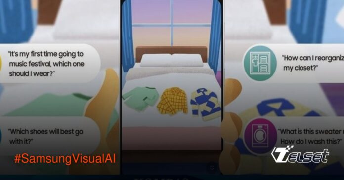 Ilustrasi wanita menggunakan fitur Visual AI Samsung Galaxy S25