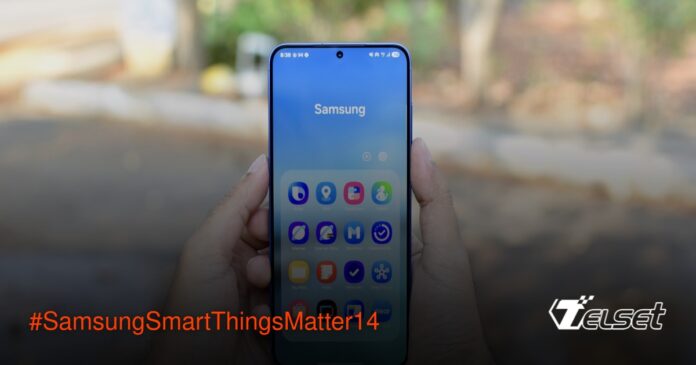 Ilustrasi rumah pintar dengan perangkat Samsung SmartThings dan integrasi Matter 1.4