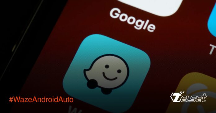 Cara Mudah Set Up dan Gunakan Waze di Android Auto Tampilan antarmuka Waze pada layar Android Auto di dashboard mobil