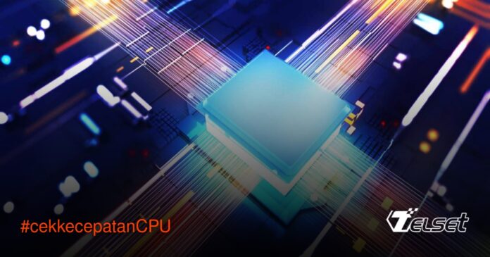 Ilustrasi dashboard monitoring kecepatan CPU dengan grafik real-time di laptop Windows dan Mac