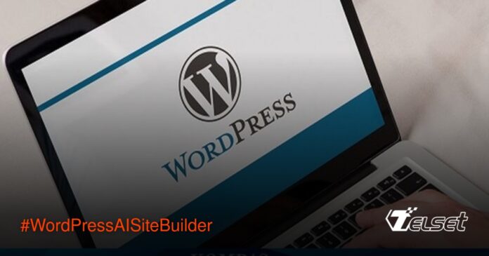 Tampilan antarmuka WordPress AI Site Builder dengan contoh website yang sedang dibuat