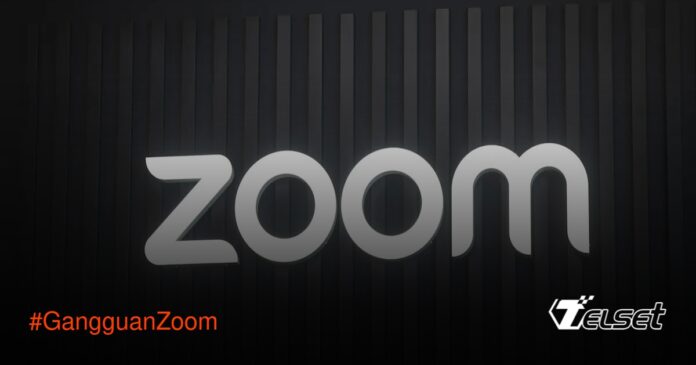 Ilustrasi layanan Zoom yang mengalami gangguan dengan ikon tanda seru merah