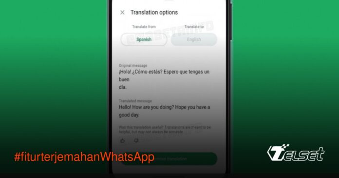 WhatsApp Uji Coba Fitur Terjemahan Pesan untuk Pengguna Beta Android Tampilan fitur terjemahan pesan di WhatsApp untuk Android
