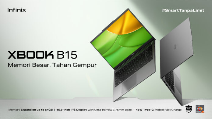 Infinix XBOOK B15 laptop dengan layar 15.6 inch dan desain tangguh