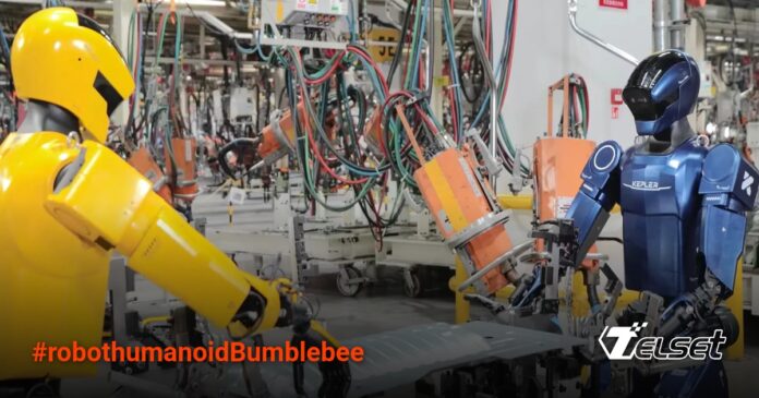 Robot Humanoid Bumblebee melakukan tugas mekanik di pabrik otomotif SAIC-GM Shanghai