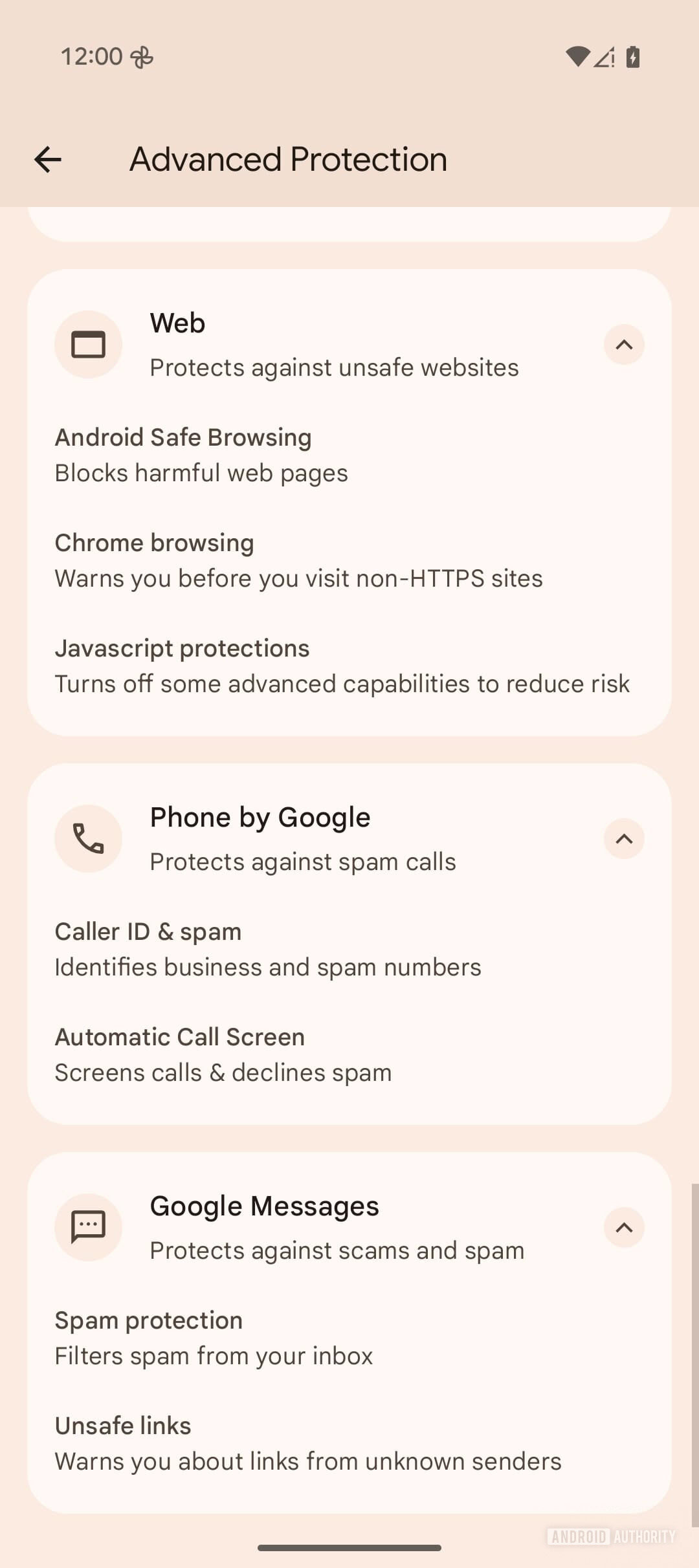 Proteksi di Google Messages dan Telepon