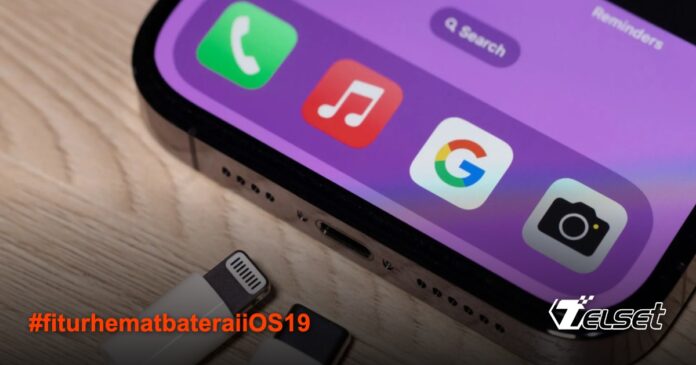 Apple Bakal Hadirkan Fitur Hemat Baterai Berbasis AI di iOS 19, Benarkah? Ilustrasi iPhone dengan indikator baterai dan simbol AI, menggambarkan fitur hemat baterai berbasis kecerdasan buatan di iOS 19