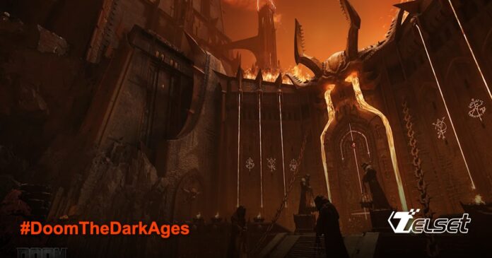 Doom: The Dark Ages – Gameplay Brutal dengan Inovasi Baru Cover game Doom: The Dark Ages dengan Slayer dan latar neraka