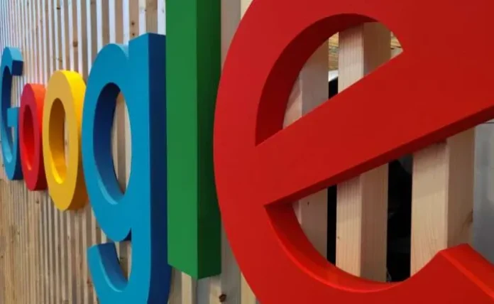 Logo Google dengan latar belakang teknologi AI