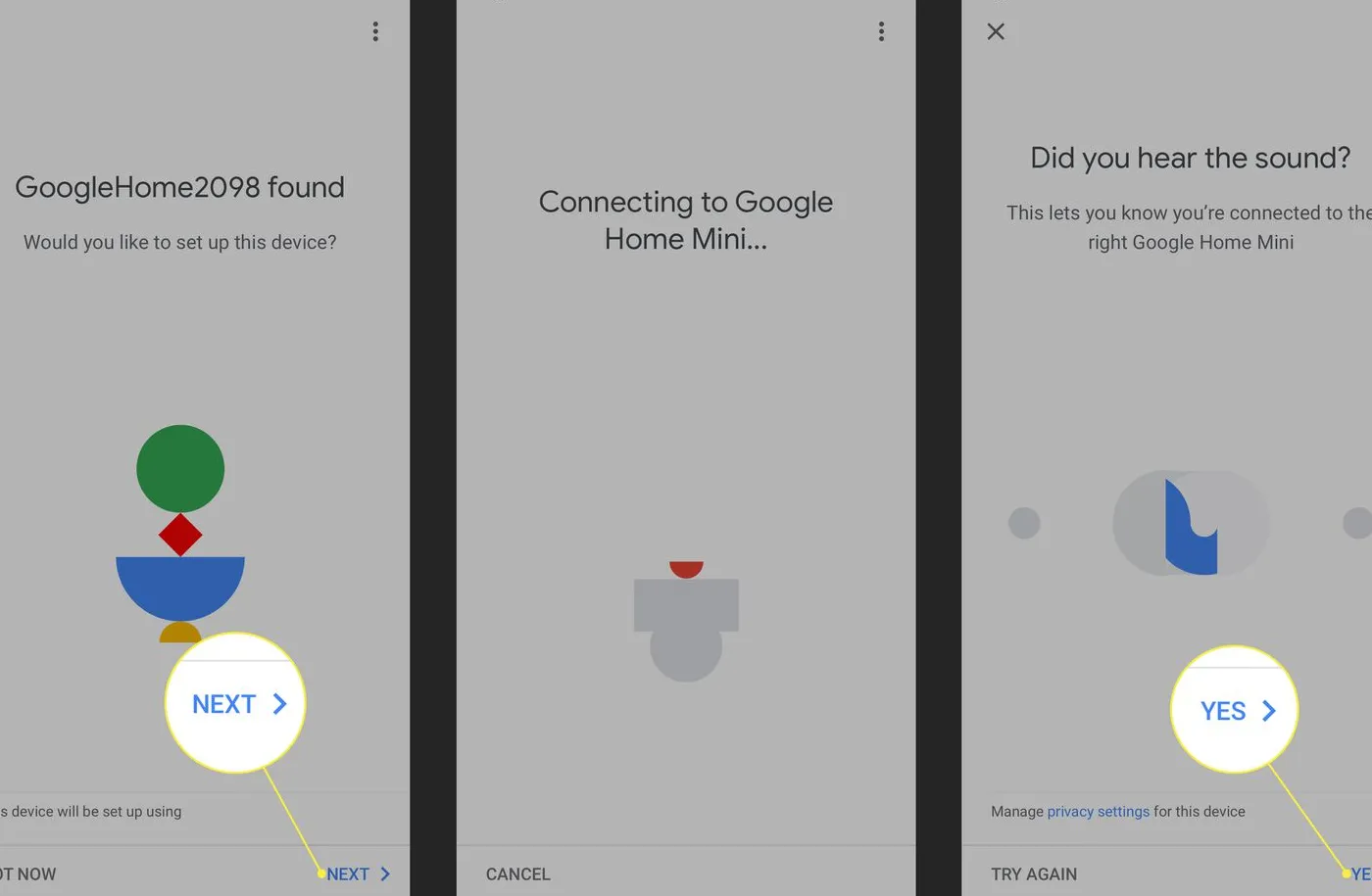 The speaker test in Google Home