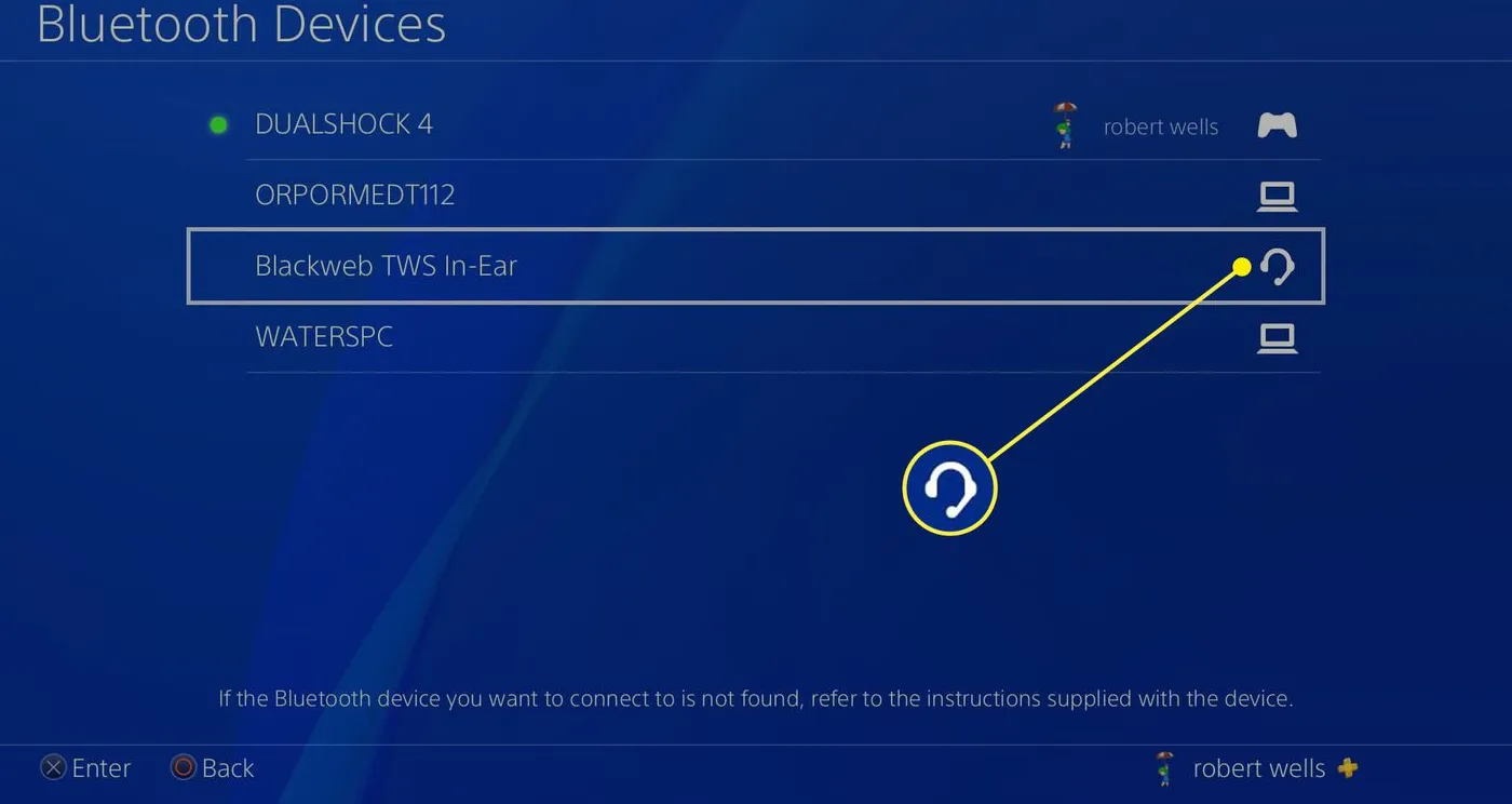 Select your compatible headset from the list to pair it with the PS4.