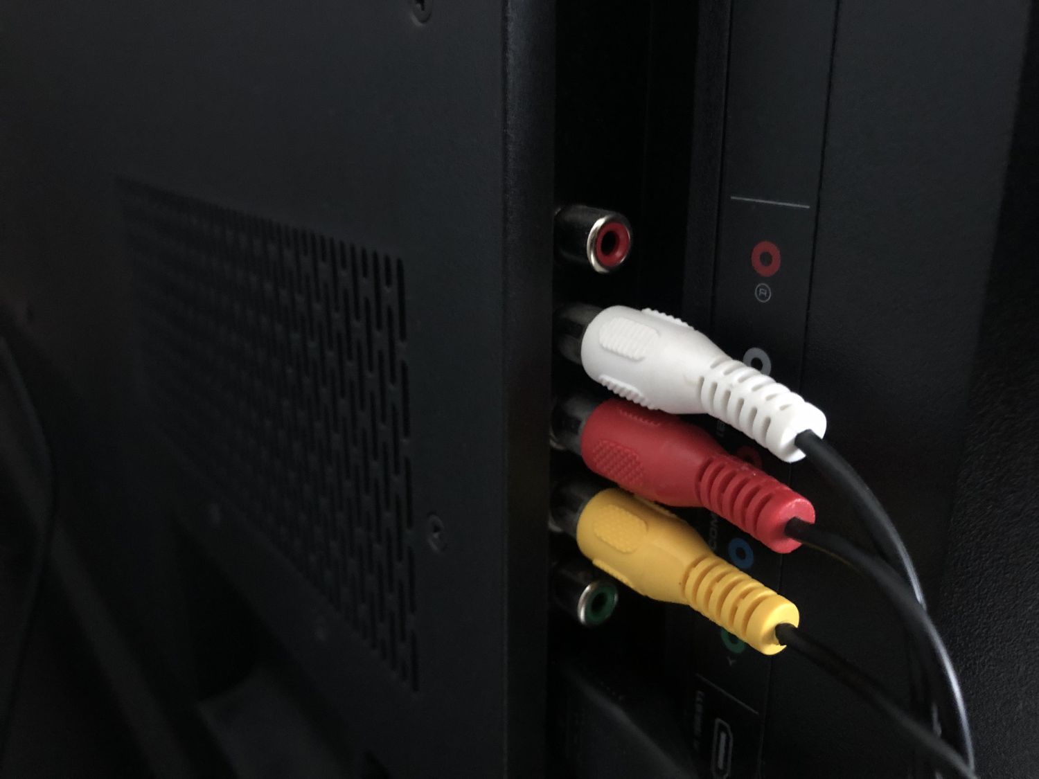 Plug the other end of the converter cables into the TV.