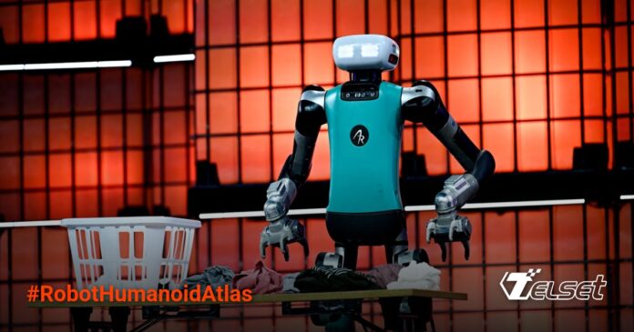 Robot humanoid Atlas Boston Dynamics bekerja di lingkungan pabrik Hyundai