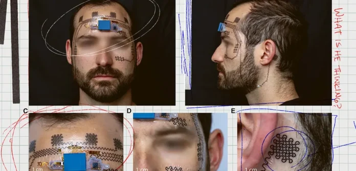 Ilustrasi e-tato pendeteksi stres otak dengan elektroda transparan