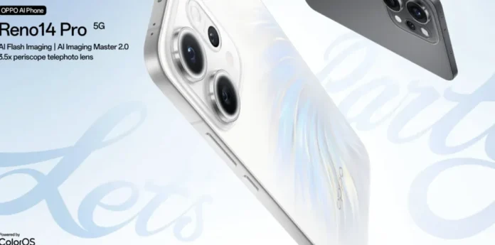 image-1750823377155-1877.webp Oppo Reno14 Pro smartphone dengan desain premium dan kamera triple