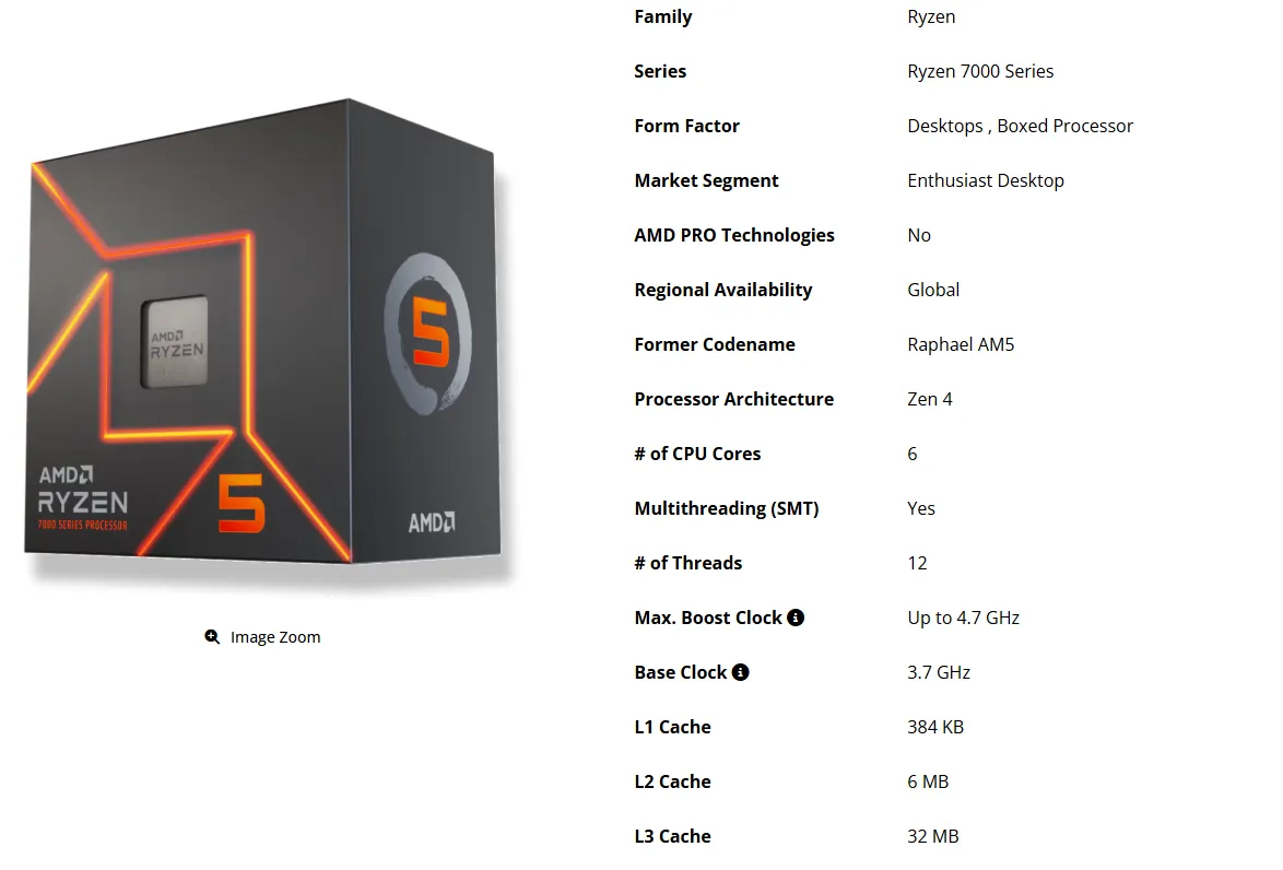 Ryzen 7400F specs