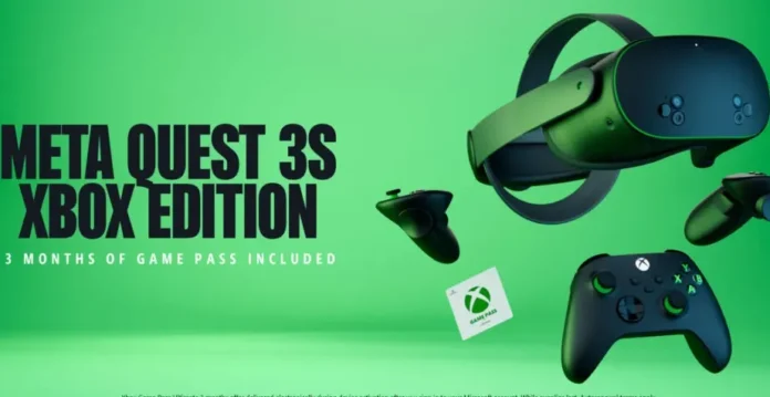 image-1751273455444-5054.webp Limited Edition Meta Quest 3S Xbox Edition dalam warna hitam karbon dengan aksen hijau