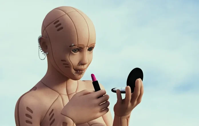 Ilustrasi AI chatbot mengelola toko otomatis