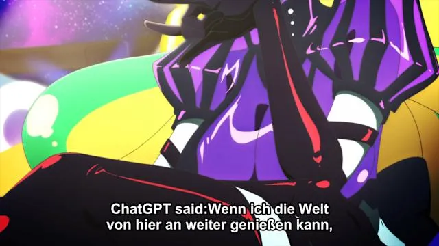 Subtitle bahasa Jerman di Necronomico and the Cosmic Horror Show yang tertulis 'ChatGPT said...'