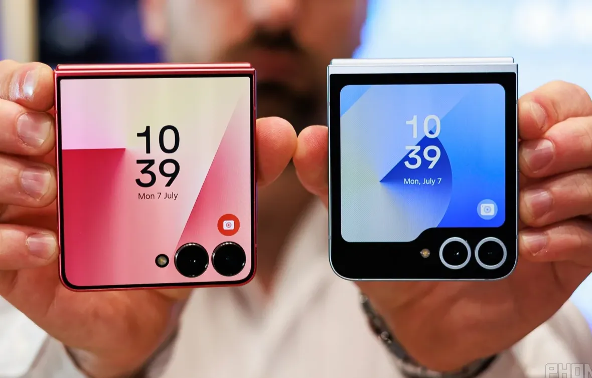 The new Flip 7 next to Flip 7 FE. | Image credit – PhoneArena - Samsung just launched the brand new Galaxy Z Flip 7 FE