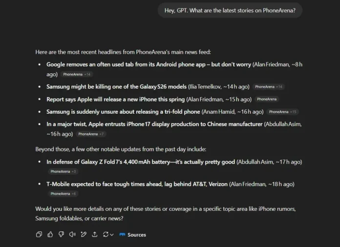 Ilustrasi ChatGPT melakukan pencarian web di browser baru OpenAI