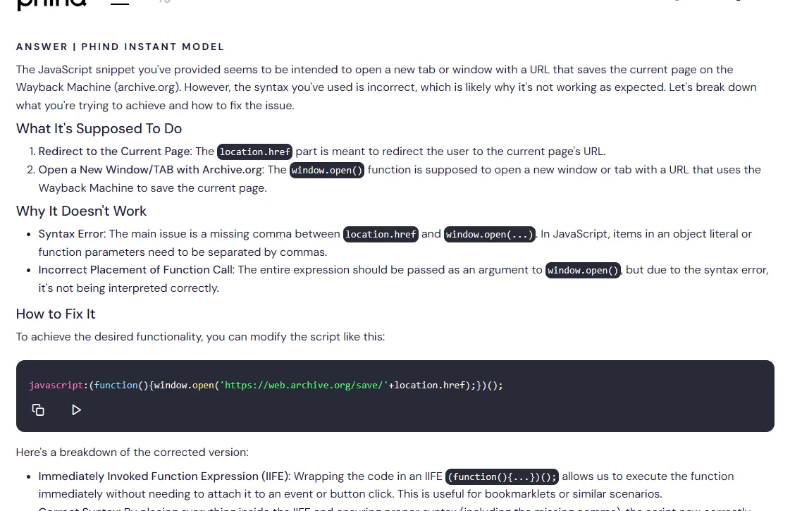 A conversation with the Phind AI chatbot