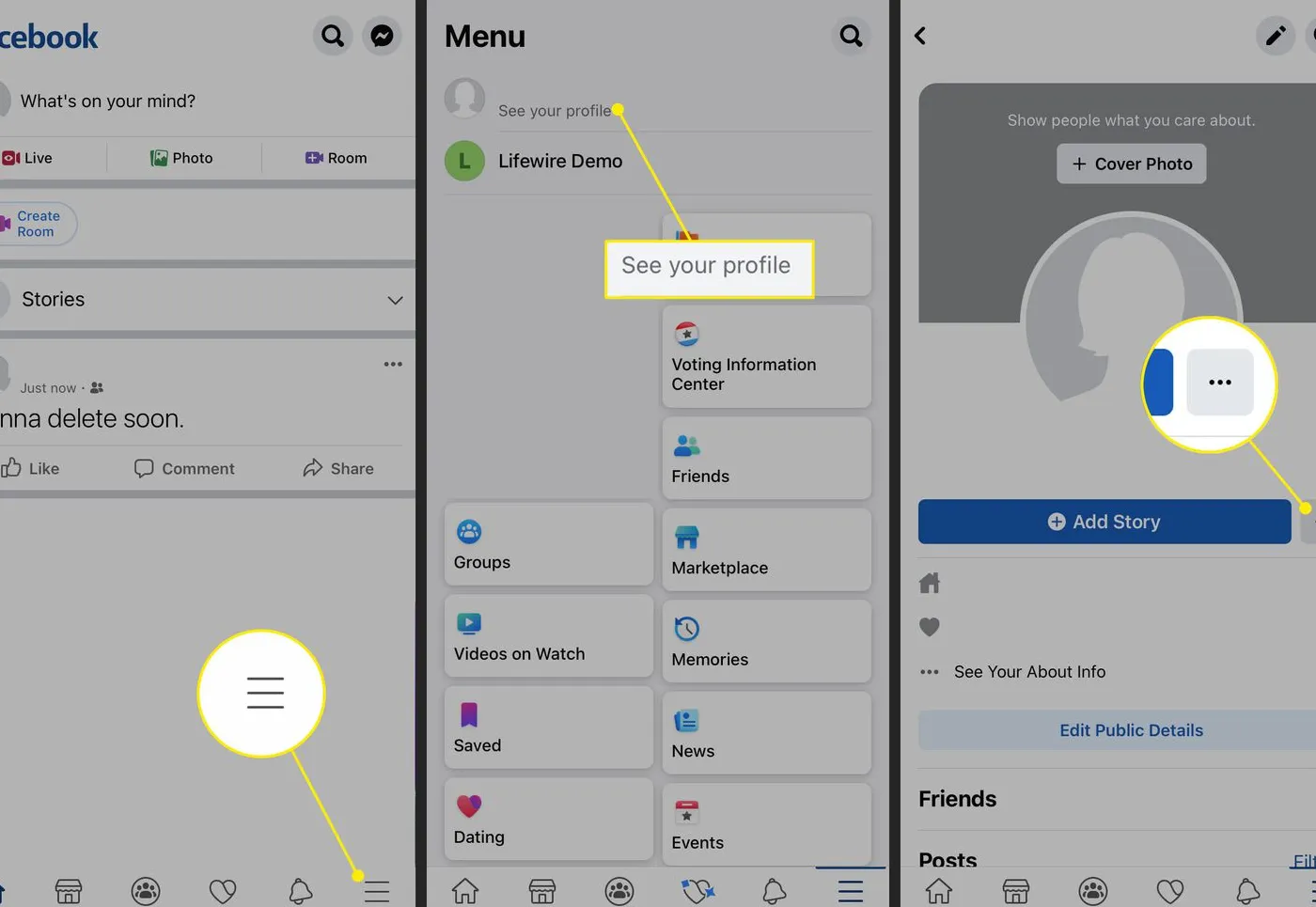 Menu More di profil Facebook