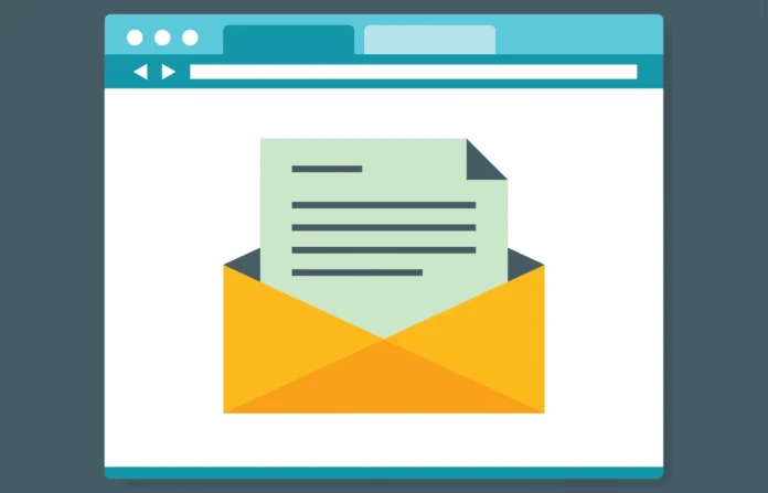 Tampilan antarmuka email modern di browser dengan berbagai ikon dan folder