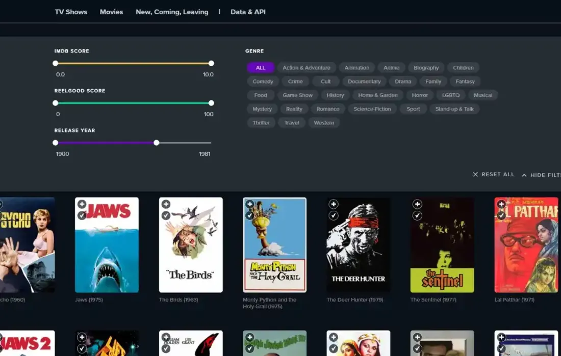 Reelgood browse by year