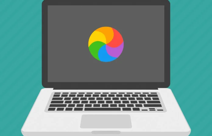 image-1754272947980-7415.webp Laptop MacBook menampilkan spinning wheel berwarna pelangi