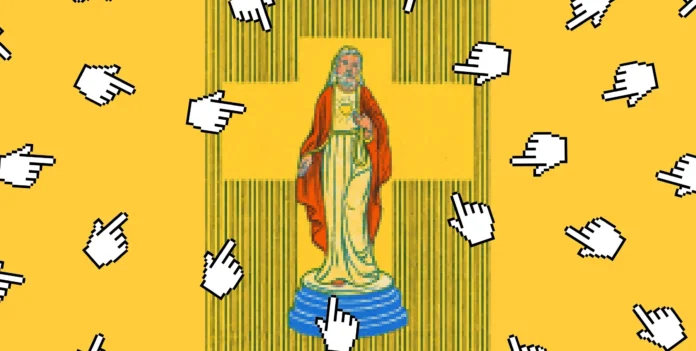 image-1755063049812-2010.webp Ilustrasi chatbot AI dengan tema religius