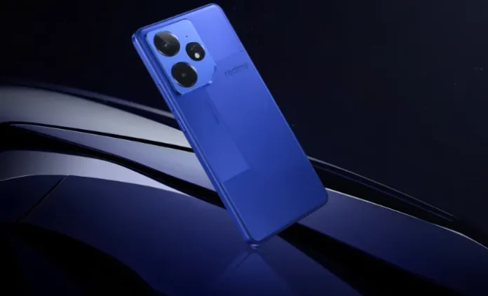 image-1755230345603-7836.webp Ilustrasi smartphone Realme Neo series dengan desain futuristik