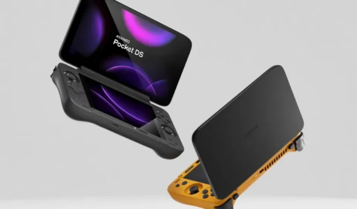 image-1755568691673-6768.webp AYANEO Pocket DS handheld Android dengan desain clamshell dan dua layar