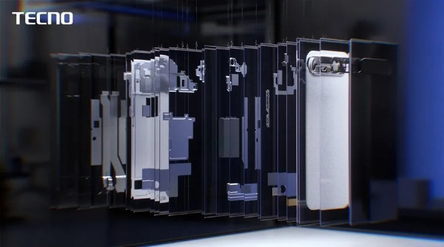 Perbandingan desain Tecno Spark Slim dan Pova Slim dengan layar curved AMOLED