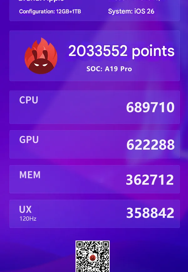 Benchmark AnTuTu A19 Pro iPhone 17