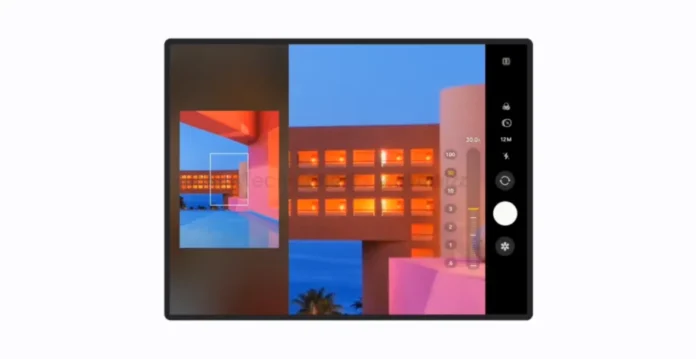 Ilustrasi konsep smartphone Samsung Galaxy Z TriFold dengan tiga panel layar yang dilipat