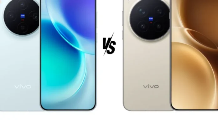 image-1760501500318-9222.webp Perbandingan visual smartphone Vivo X300 dan Vivo X300 Pro dengan highlight perbedaan desain dan fitur utama