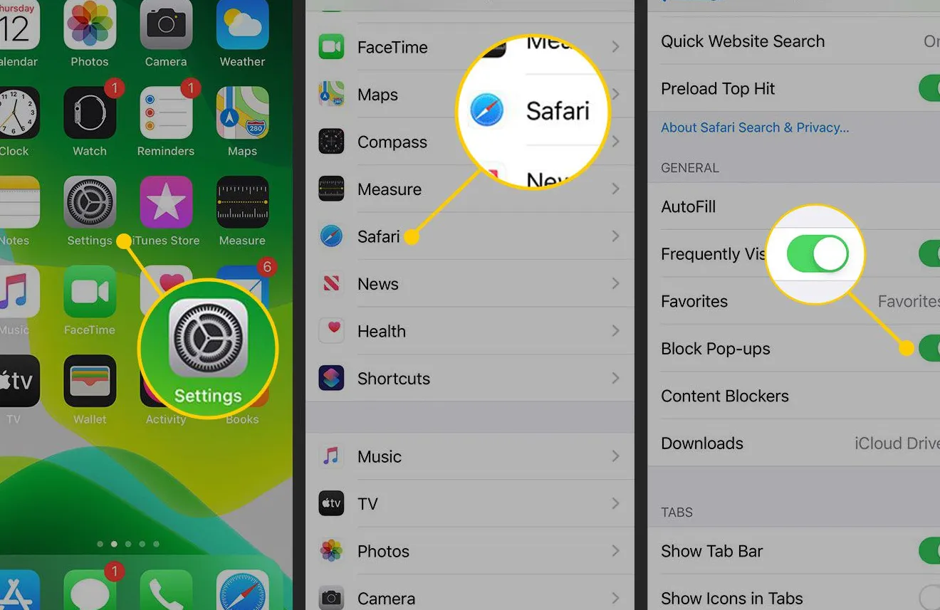 Pop-Up blocking settings in iOS