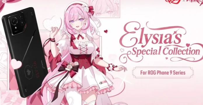ROG x Honkai Impact 3rd Elysia's Special Collection gift box dengan tema Romantic Pink berbentuk surat