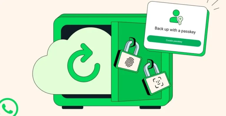 WhatsApp Luncurkan Backup Terenkripsi Passkey untuk Keamanan Ekstra Ilustrasi keamanan backup WhatsApp dengan sistem passkey terenkripsi untuk melindungi chat dan media di cloud storage
