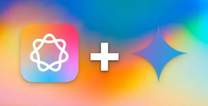 Ilustrasi kolaborasi diam-diam Apple dan Google dalam pengembangan AI Siri dengan teknologi Gemini