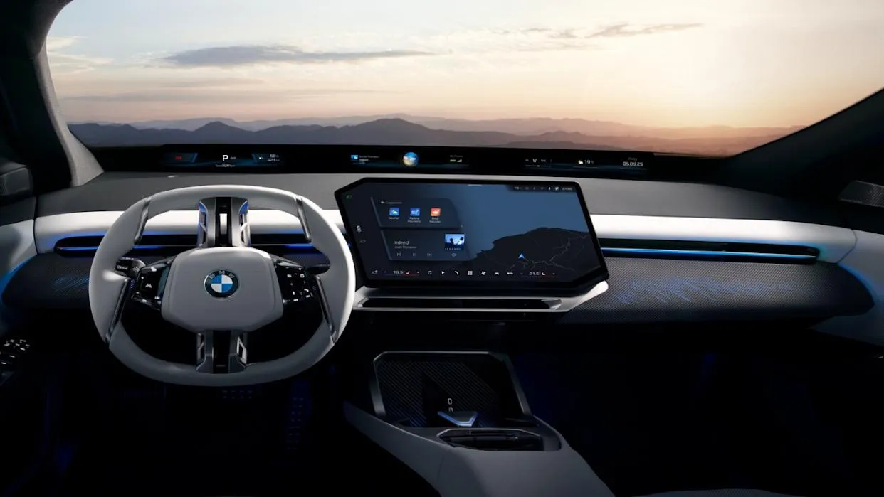 Dashboard BMW dengan tampilan asisten suara Alexa+ yang sedang aktif