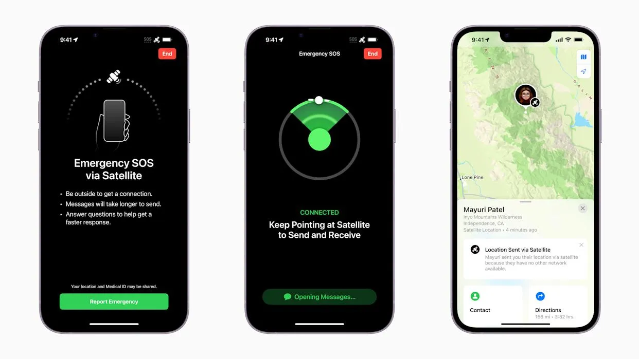 Ilustrasi iPhone terhubung ke jaringan satelit di lokasi terpencil
