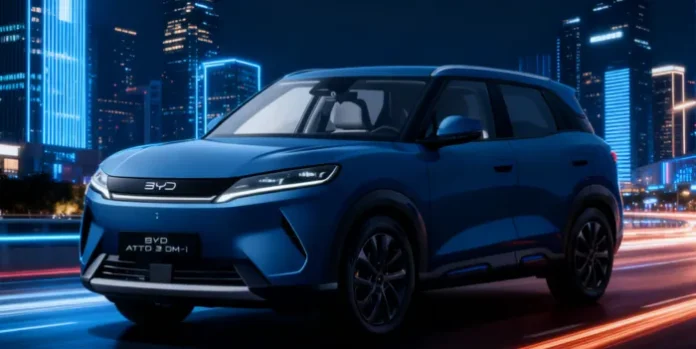 BYD Atto 2 DM-i plug-in hybrid dalam warna Midnight Blue eksklusif pada peluncuran global di Barcelona